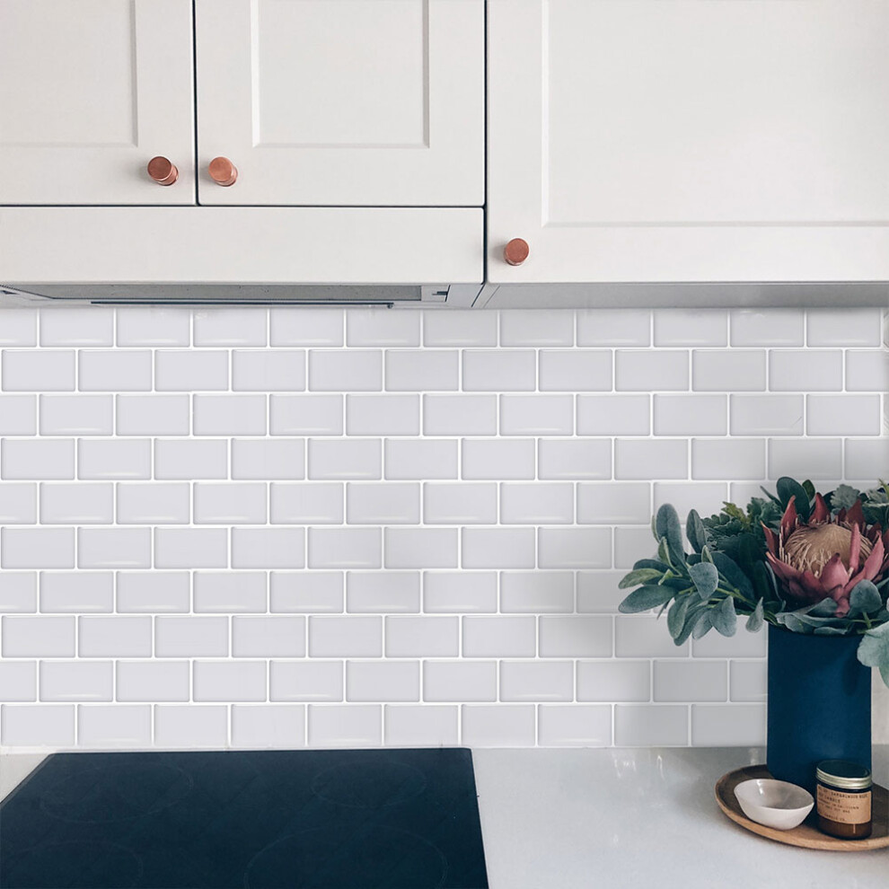 (Grey) 10PCS Lattice Brick Pattern Wall Tile Stickers