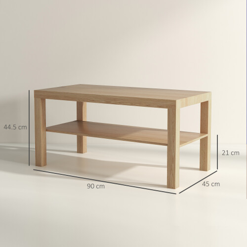 Homcom HOMCOM Coffee Table with Storage Shelf, Rectangular Centre Table, Natural 2