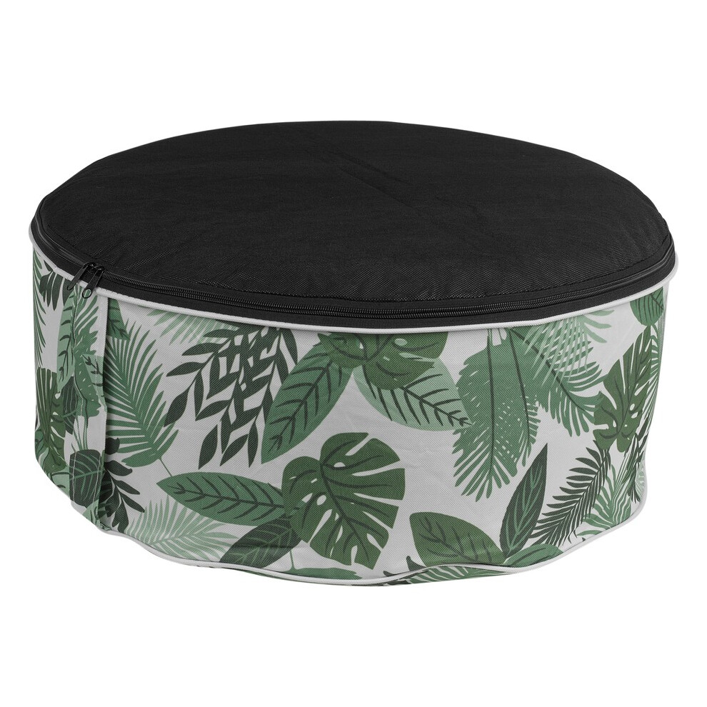 (Green Leaf) Inflatable Pouf Footstool Portable Cushion Stool Outdoor Garden Patio 25cmx55cm