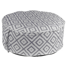 (Grey Geo) Inflatable Pouf Footstool Portable Cushion Stool Outdoor Garden Patio 25cmx55cm