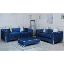 (Blue & White, 3+2 Seater Sofa) Sienna 2 Seater 3 Seater & 3+2 Seater Sofa Sets Plush Velvet Sofa For Living Room