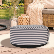(Grey Lined) Inflatable Pouf Footstool Portable Cushion Stool Outdoor Garden Patio 25cmx55cm