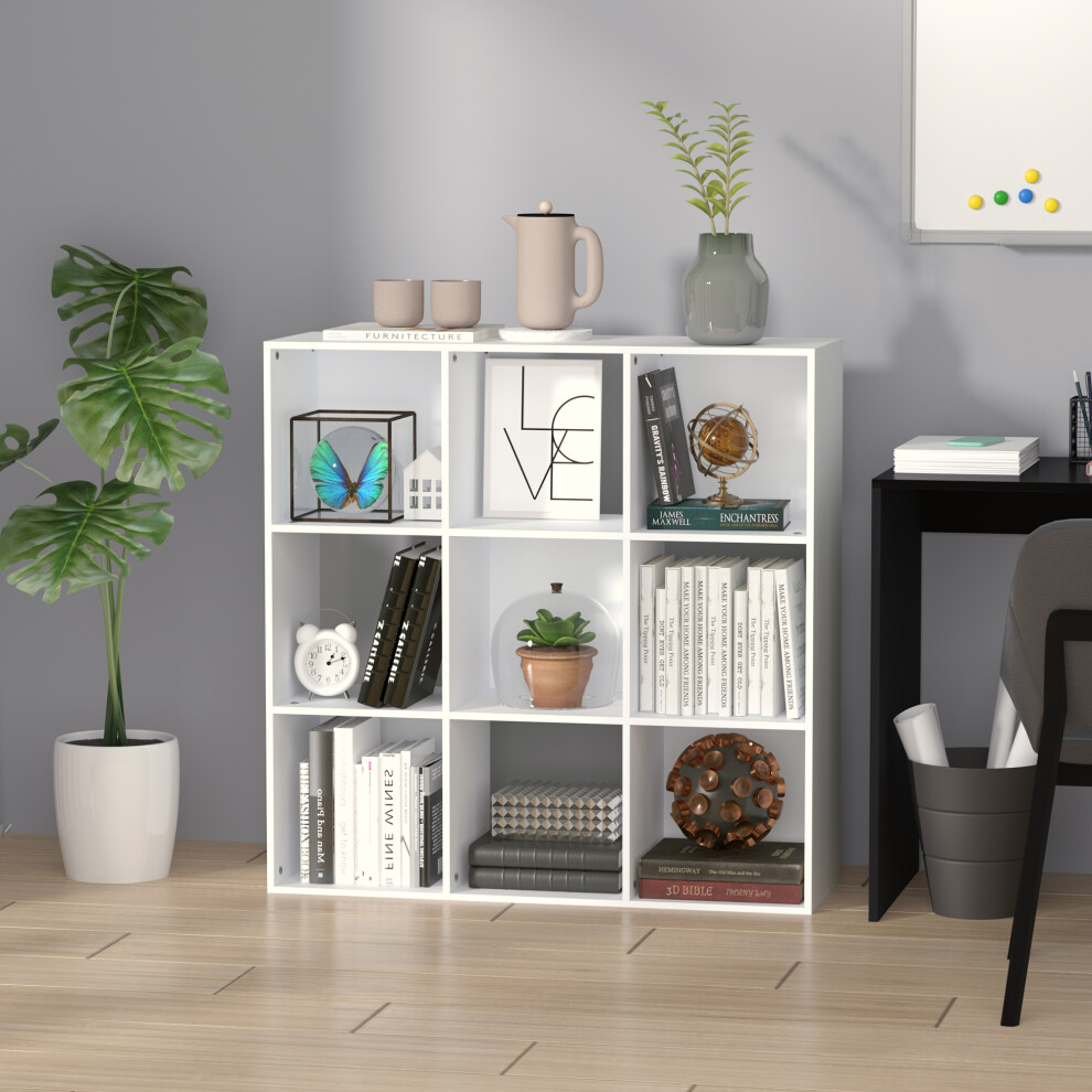 HOMCOM 9 Cube Storage Cupboard Bookcase Bookshelf Home Office, White