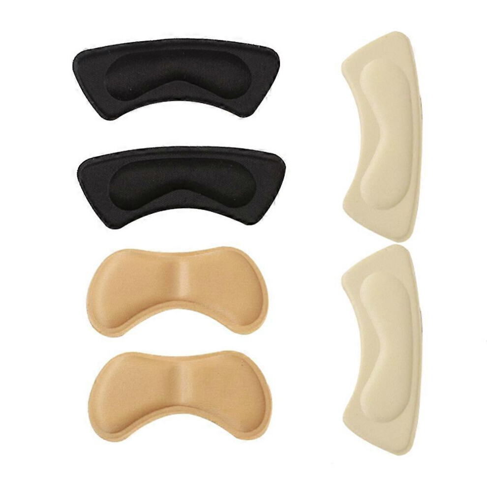 (As show, One size) 3 Pairs High Heels Back Cushion Pad Thickened Heel Sticker (Black, Beige, Khaki)