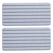 2 PCS Water Absorbent Diatomite Coasters Rectangle, Grooved Design, Absorbing Stone Gray