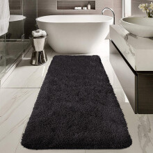 (Black, 80 x 150 cm) Fluffy Rug Shaggy Runner Non-Slip Bath & Doormats