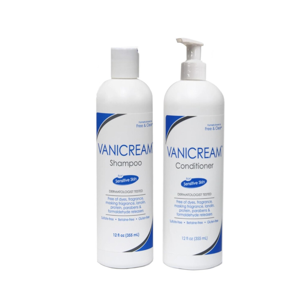 Vanicream Shampoo & Conditioner for Sensitive Skin, Dermatologist Tested, Sulfate-Free, Gluten-Free, Betaine-Free, 12 oz (355 ml)