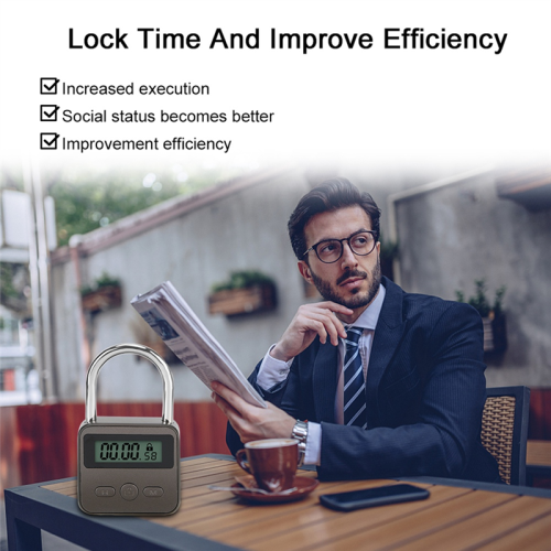 Lucchetto Smart Time Lock con display LCD, timer elettronico, interruttore, lucchetto ricaricabile tramite USB, timer da viaggio, nero 2