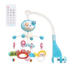 (donkerblauw) Babybedje Mobiele rammelaar voor baby's van 0-12 maanden Roterend muziekprojector-nachtlampje