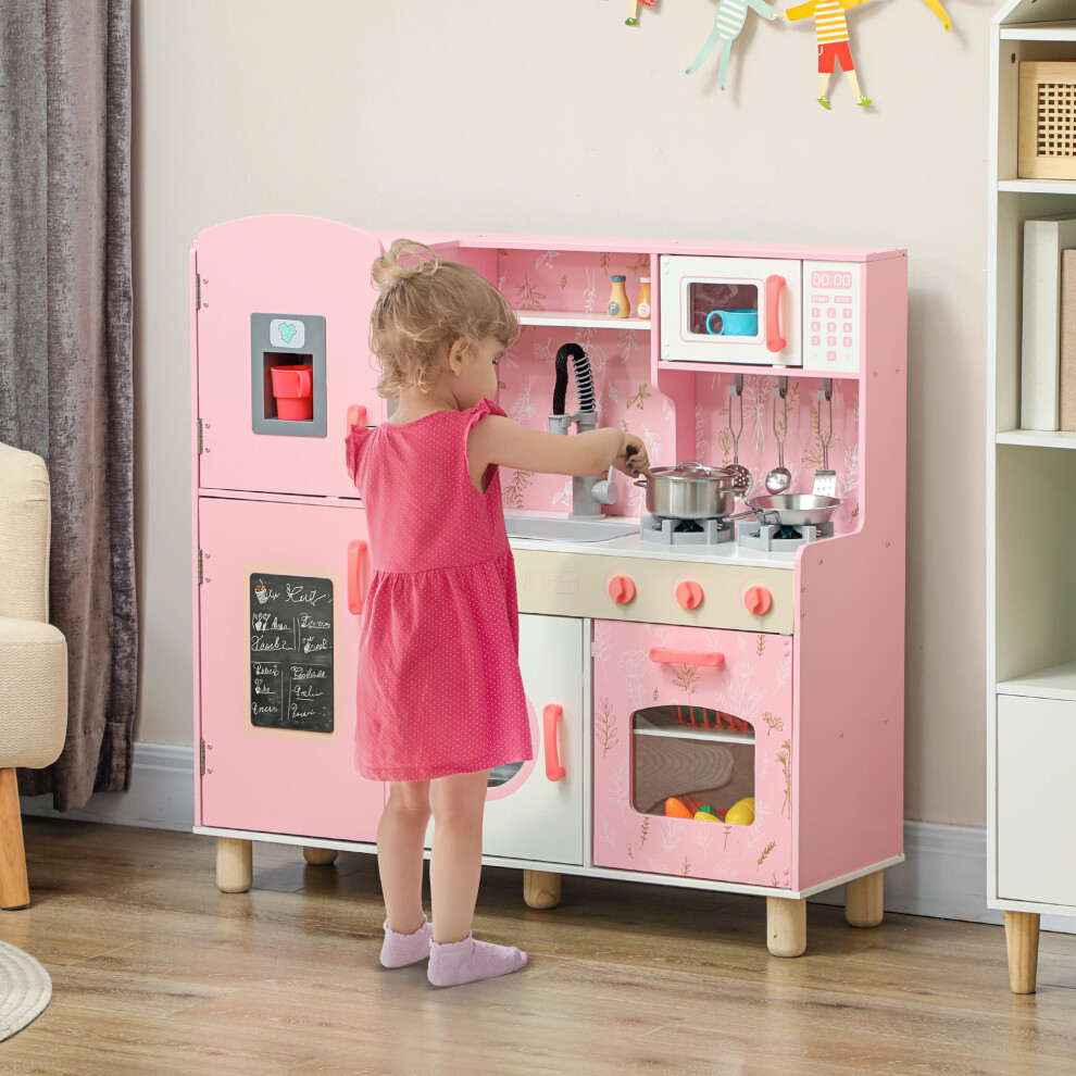 Aiyaplay Play Kitchen Kids Kitchen Set With Lights And Sounds, Pink