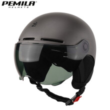 (56-63CM-V9-Titanium-Ear-Gray))New Full edge wrapping process Cycling Helmet With Goggles Lens Ear Protection