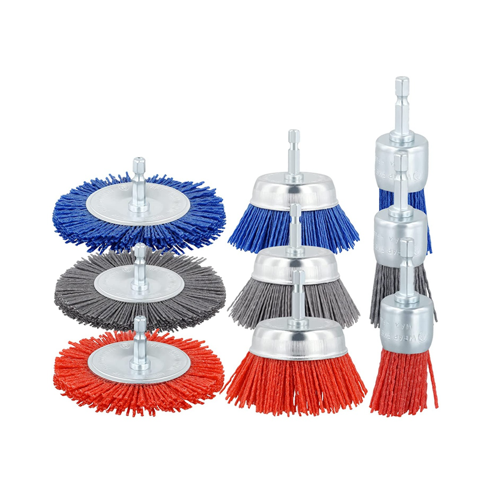 Filament Abrasive Wire Brush Wheels,3Sizes Nylon Set With 1/4In Drill For Removal Of Rust Corrosion Paint 4853572032490
