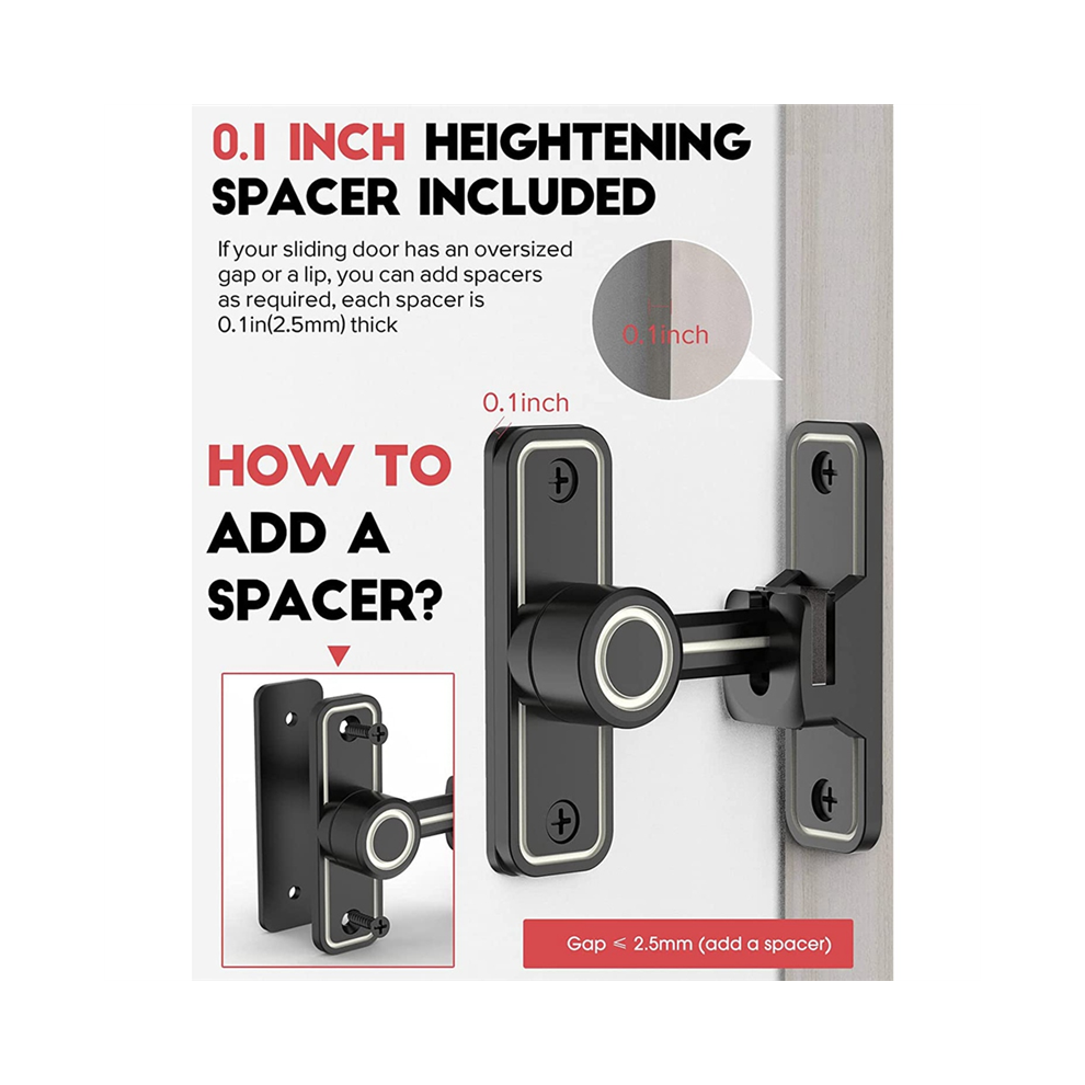 Heavy Duty Gate Latches 90 Degree Right Angle Barn Door Lock AntiTheft Sliding Latch for Garden Luminous Black-image-OPC-PGWQGCF-NEW