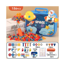(Ruimte 156 stuks) Space Dinosaur Thema Kids Toolbox Diy elektrische boor educatief speelgoed voor jongens