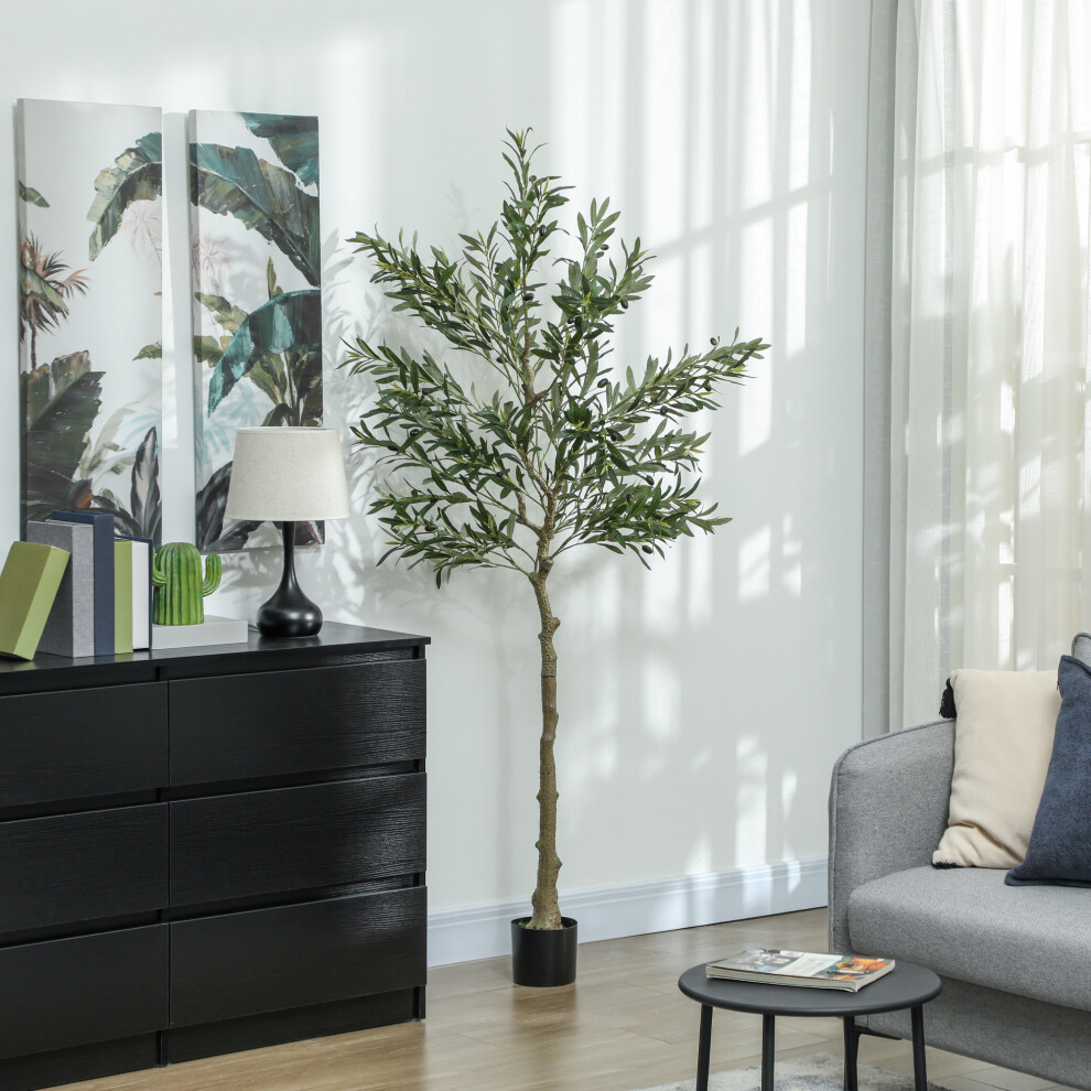 HOMCOM Indoor Artificial Plant, Faux Potted Silk Olive Tree, 180cm
