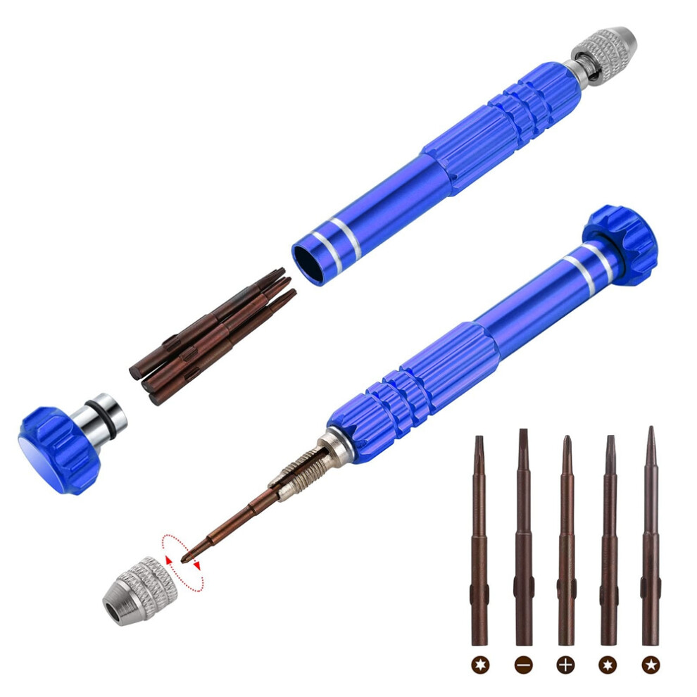 Mini Screwdriver Set, 5-In-1 Multifunctional Slotted For Eyeglass, Sunglass, Watch, Computer Repair Tool Kit 4853572040600