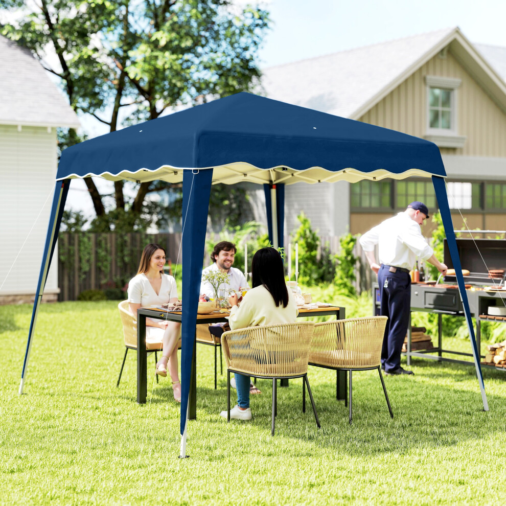 Outsunny Garden Pop Up Gazebo Tent Party Water-Resistant 2.5 X 2.5M Blue