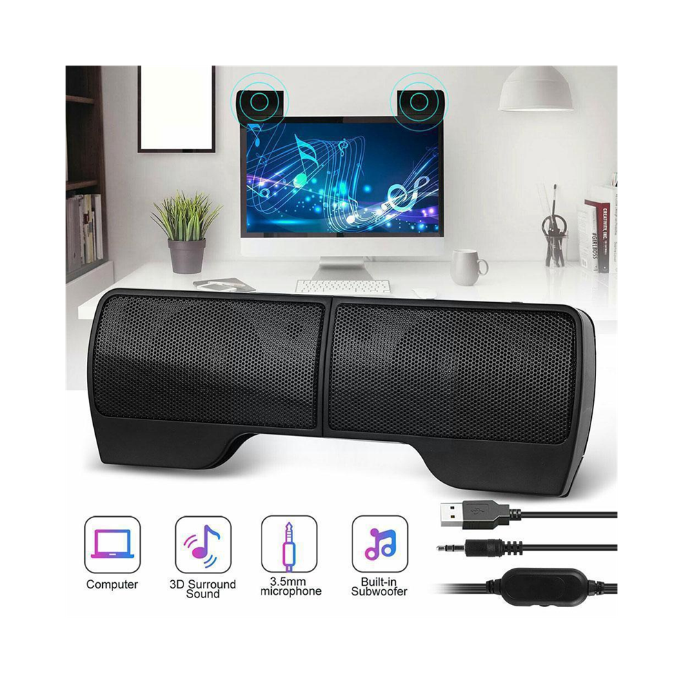 Mini Altoparlanti Stereo Usb Portatili Con Controller Di Linea, Soundbar Per Laptop, Lettore Musicale MP3, Telefono, Pc Con Clip