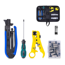Kit de ferramentas de compressão coaxial, crimpador e crimpador RG6 com 20 conectores F