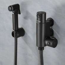 Bidet Douche & Thermostatic Bar Valve with Spray Kit Matte Black Muslim Shataff