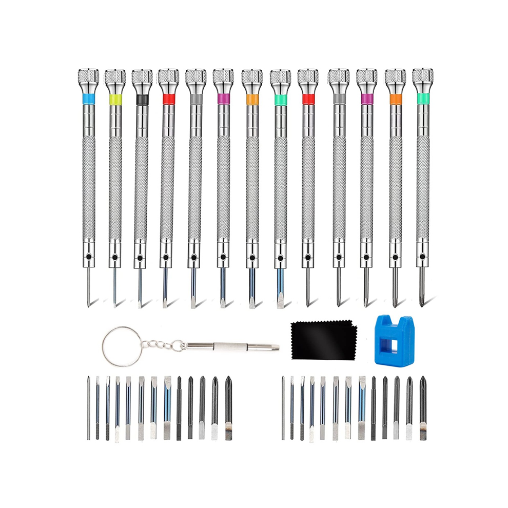 Coffret de 13 tournevis pour montres et bijoutiers, avec 26 embouts supplémentaires pour horlogers