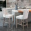 (Beige) Set of 2 Velvet Upholstered Kitchen Bar Stools 1