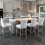 (Beige) Set of 2 Velvet Upholstered Kitchen Bar Stools 4