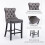 (Grey) Set of 4 Velvet Kitchen Breakfast Bar Stools 10