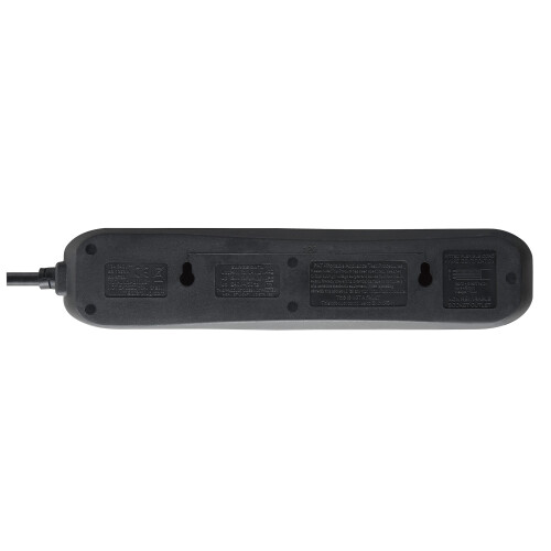 Masterplug 4 Socket 2m Surge Protected Extension Lead Black 13A 2