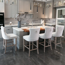 (Beige) Set of 6 Velvet Kitchen Breakfast Bar Stools