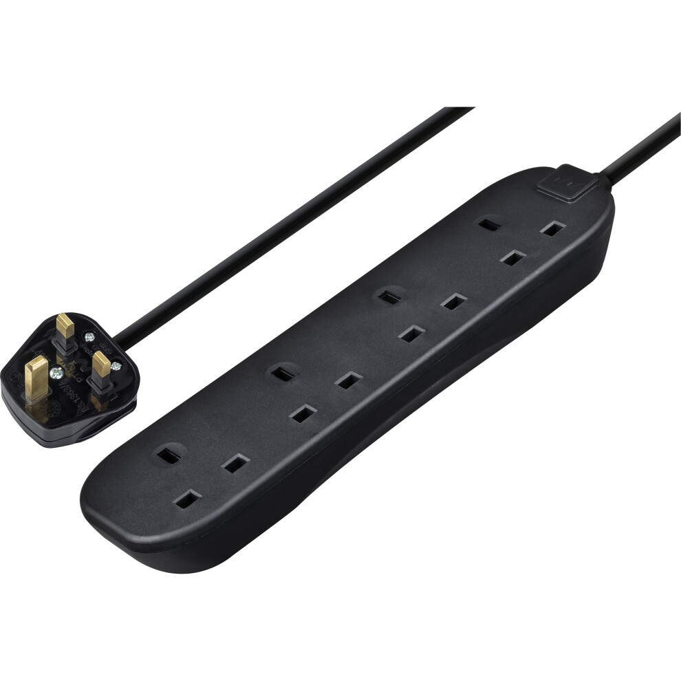 Masterplug Basic 4 Socket Extension Lead 5M Cable Power Strip Black 5015056511085