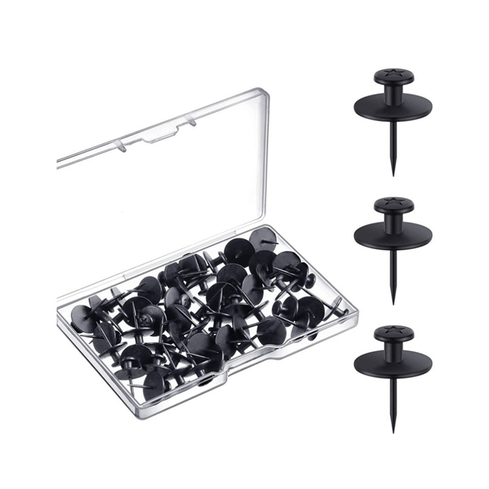 Lot de 50 clous à double tête pour suspension de tableaux, punaises noires, petites punaises de suspension, crochets muraux décoratifs