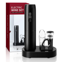 Electric Wine Opener Set with Charging Base Automatic Corkscrew Aerator Pourer and Foil Cutter for Kitchen