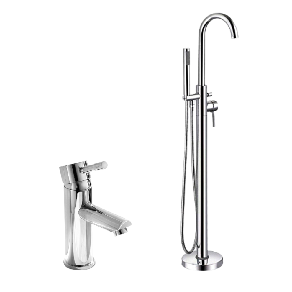 Arena Freestanding Bath Shower Mixer & Basin Mono Tap Chrome