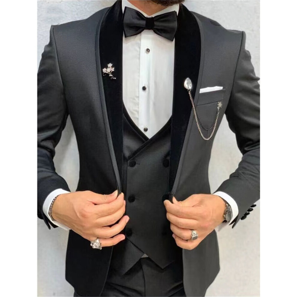 (gray, XXXL) Mens Tuxedo Suit Set 3 Piece Wedding Tuxedos for Men Slim Fit Prom Suits Slim Fit Suits for Men