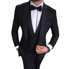 (black, L) Pánské obleky Slim Fit 3 kusy svatební formální obchodní smokingy na jedno tlačítko