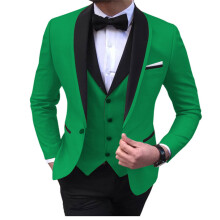 (green, 5XL) Män Kostymer Slim Fit 3 delar Bröllop Formell Business Smoking En knapp