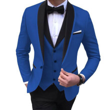 (royal blue, XXXL) Herredresser Slim Fit 3 deler Bryllup Formell Business Tuxedos En knapp