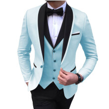 (sky blue, 6XL) Miesten puvut Slim Fit 3 kpl häät Muodollinen Business Tuxedos yksi painike