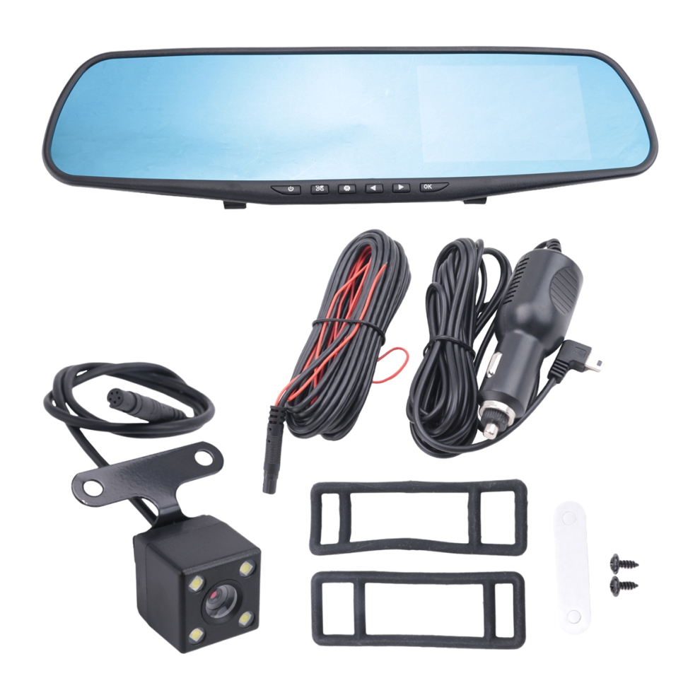 4.3 Inch Car Dvr Rearview Mirror Driving Video Recorder Dual Lens Dash Camera 1080P Ips Front And Rear Cam 4853572043915