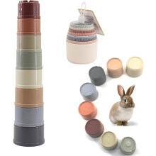 8pcs Stacking Cups for Rabbits, Stacking Cups for Rabbits, Bunny Toys for Hiding Food And Playtime Fun, Multi-Coloured And Various Sizes