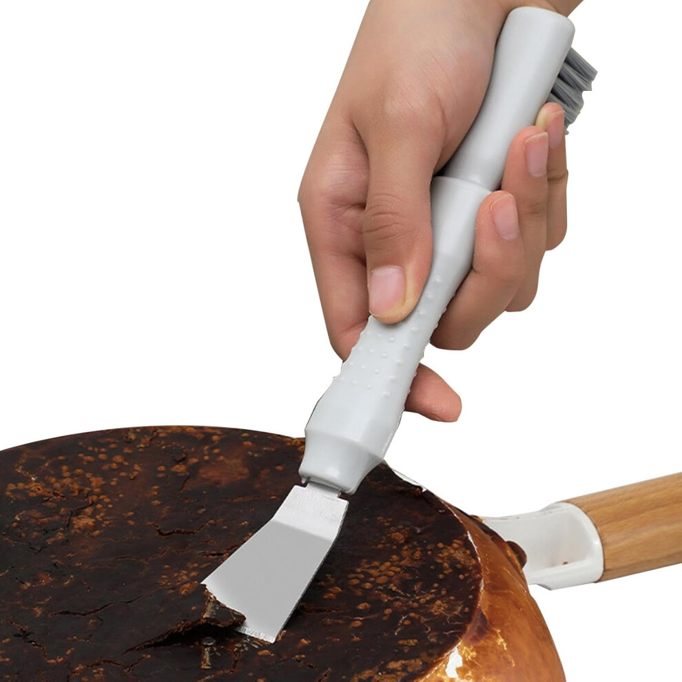 (Elbow) Kitchen Scraper Tool - 2-in-1 Cooktop Cleaning Double Head Scraper with Brush | Ergonomic Handle Household Cleaning Gadgets for Stoves, Faucets, Hood