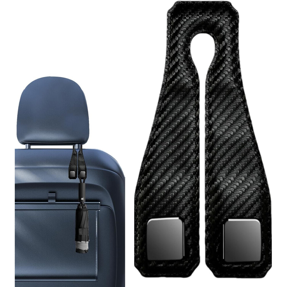 (Carbon Fiber Pattern Black) Car Seat Hooks for Headrest, Leather Car Back Seat Hanger, Car Interior Accessories, Headrest Organizer, Car Purse Hook f
