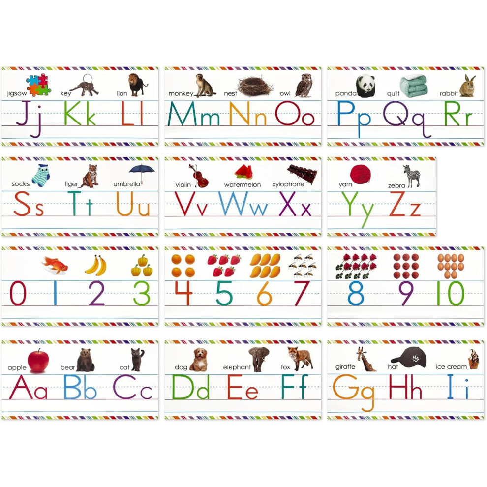 (A) Alphabet Letters for Classroom Wall, Wall Decorations Alphabet Display Set Bulletin Board Set, Colorful Alphabet Wall Chart Alphabet Cards for