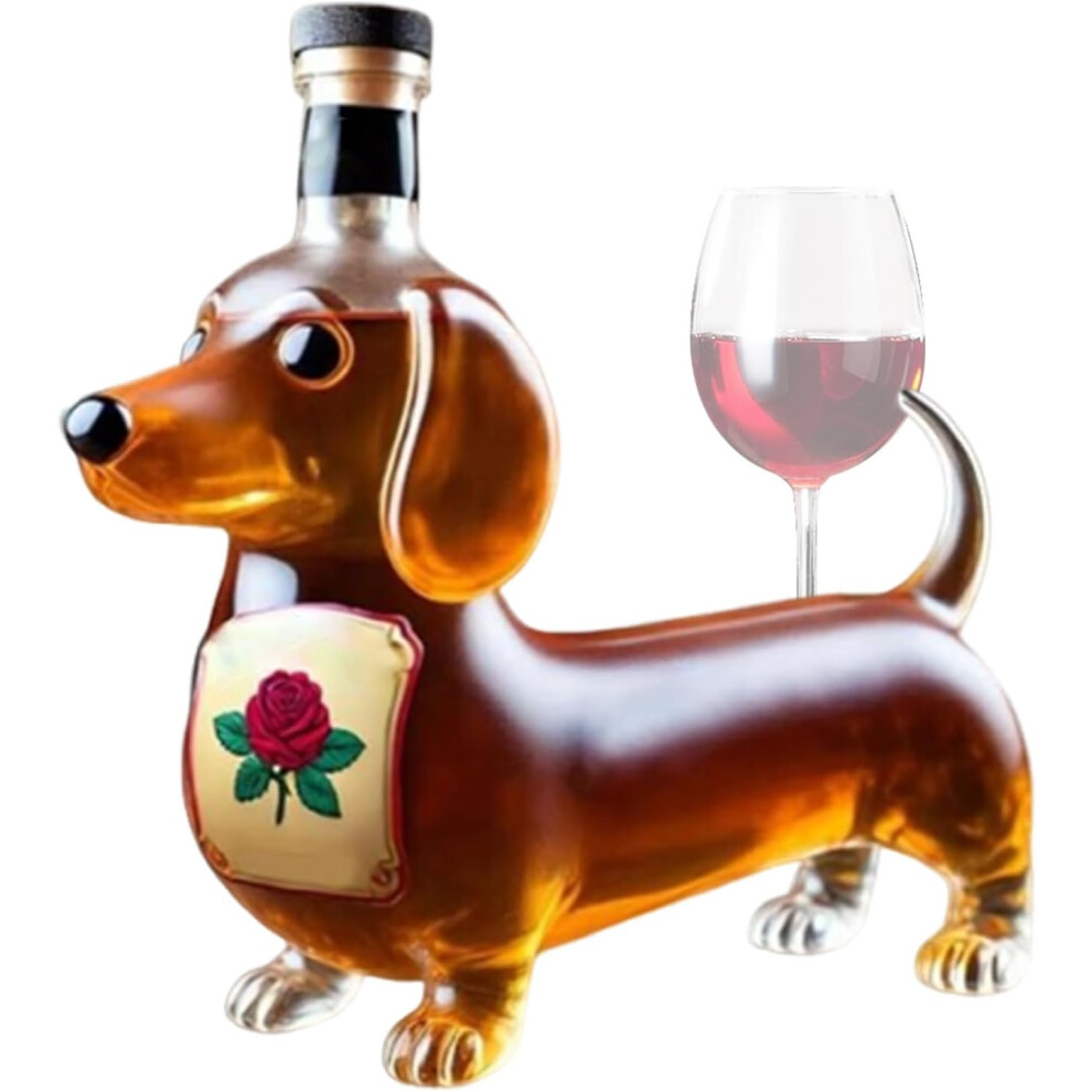 (B) Whiskey Bottle | Dachshund Dog Shape Empty Liquor Bottles - Funny Collectible Decanter, Animal Statue Transparent for Birthday, Christmas, Wedding