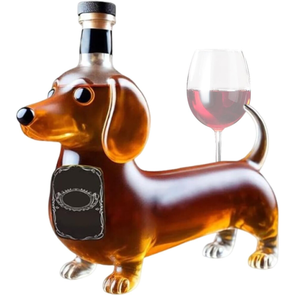 (A) Whiskey Bottle | Dachshund Dog Shape Empty Liquor Bottles - Funny Collectible Decanter, Animal Statue Transparent for Birthday, Christmas, Wedding