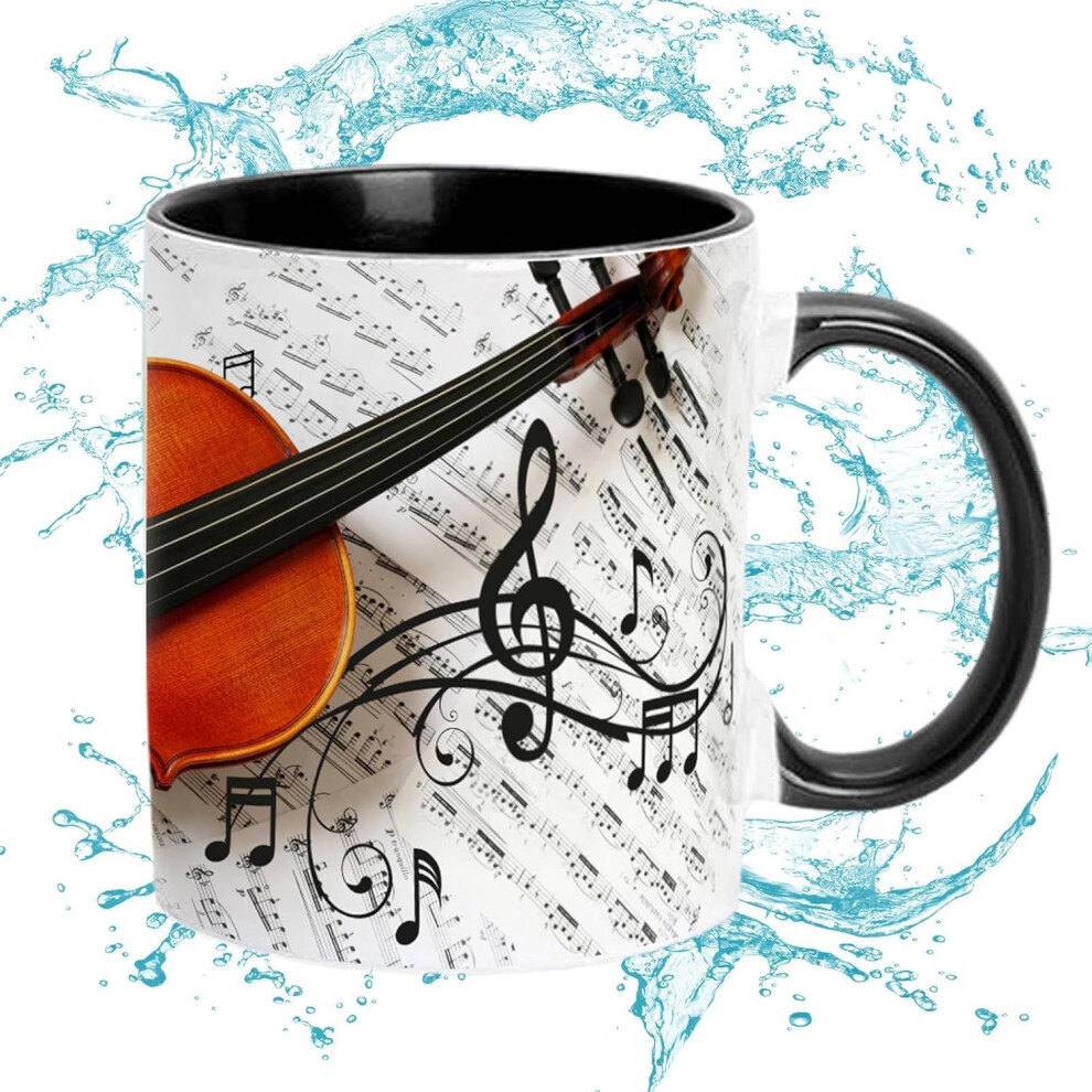 (Violin) Coffee Mug, Music Themed Coffee Mugs, Guitars Piano Violin 350ml Ceramic Mug, Creative Music Mug, Ceramic Mug Coffee Tea Milk Cups, Coffee Cu