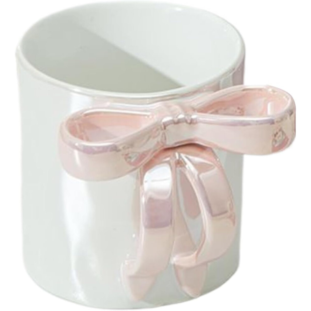 () Ceramic Coffee Mug,Dishwasher Safe Aesthetic Bow Handle Mug | Portable Drinkware For Latte Hot Cocoa Beverage Water Juice Pink/Orange