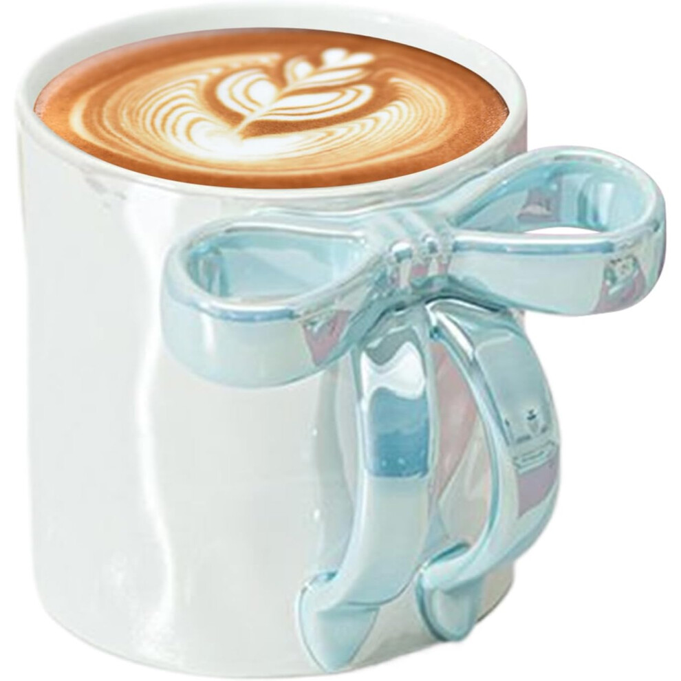 () Ceramic Coffee Mug,Dishwasher Safe Aesthetic Bow Handle Mug | Portable Drinkware For Latte Hot Cocoa Beverage Water Juice Blue/Orange