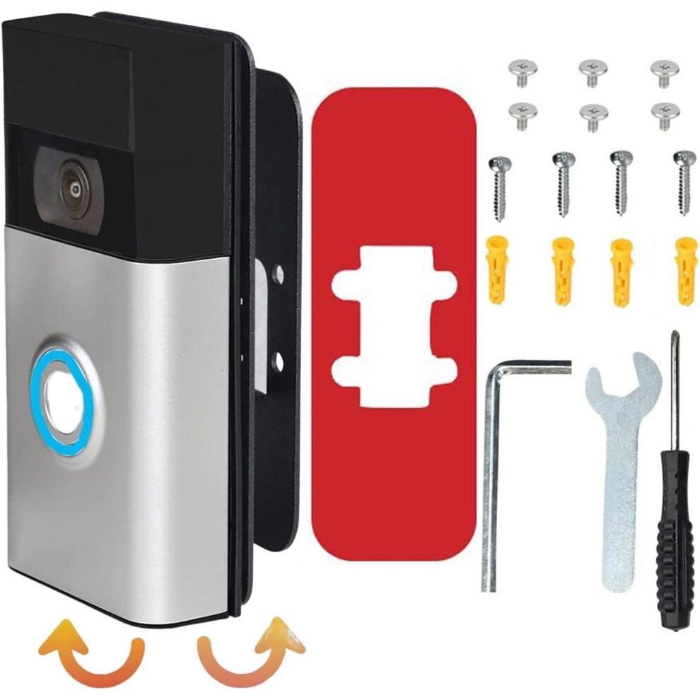 Doorbell Apartment Door Mount, Adhesive Aluminum Alloy Doorbell Bracket, Ring No-Drill Mount, Not Block Sensor Holder for Rental House Workplace